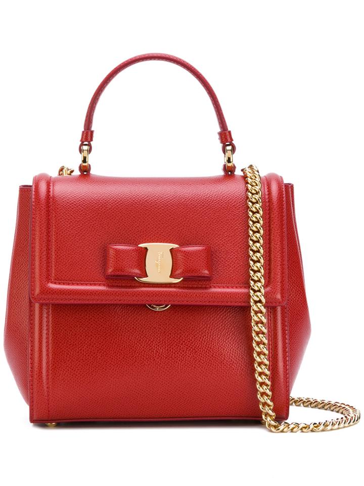 Salvatore Ferragamo Small Vara Top Handle Bag - Red