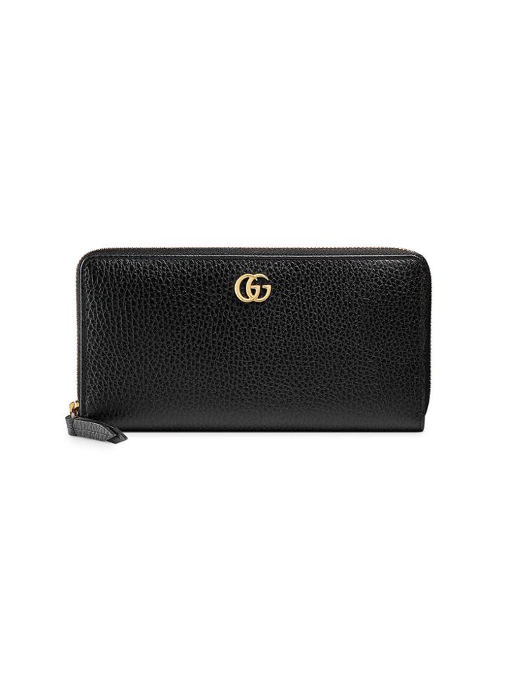 Gucci Leather Zip Around Wallet - Black