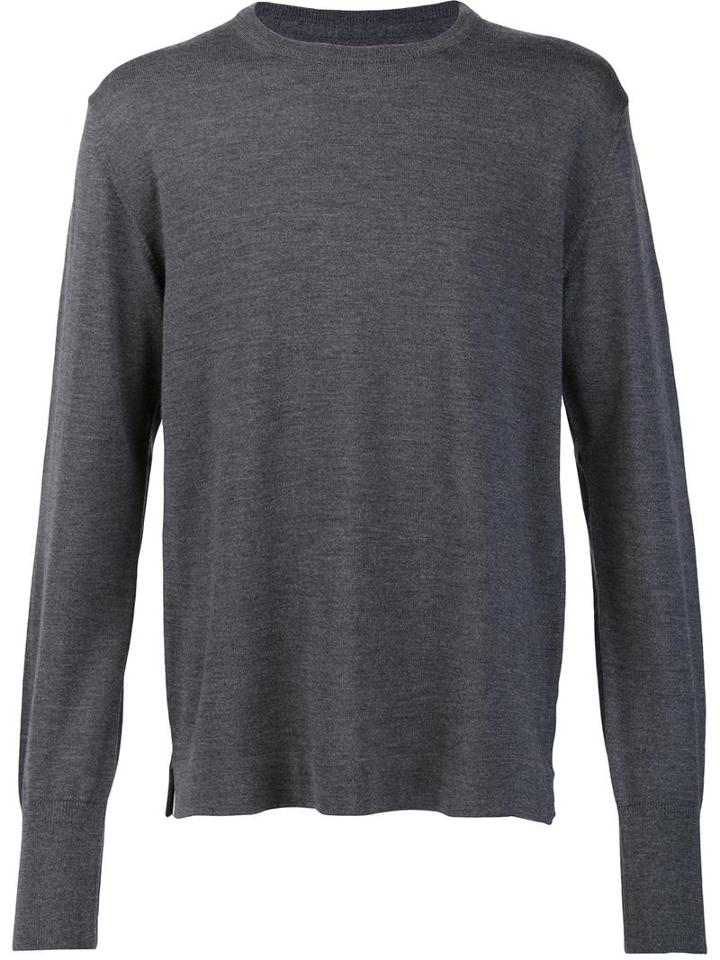 Officine Generale Crew Neck Jumper, Men's, Size: Large, Grey, Merino