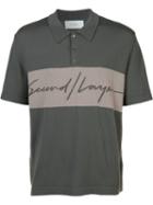 Second/layer Logo Print Polo Shirt, Men's, Size: Large, Grey, Merino