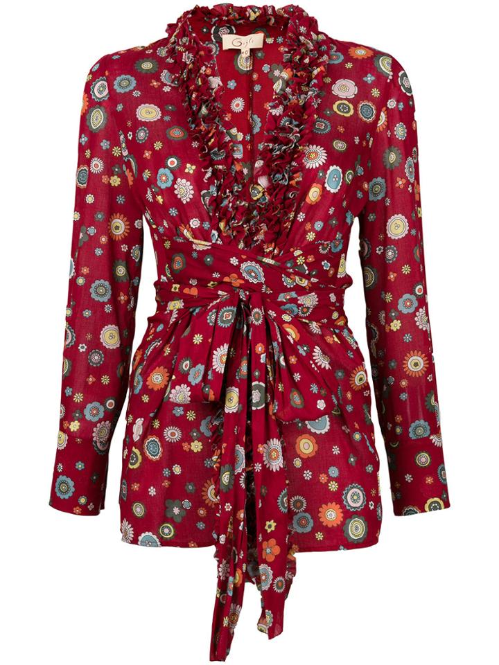 Romeo Gigli Vintage Floral Ruffled Jacket - Red