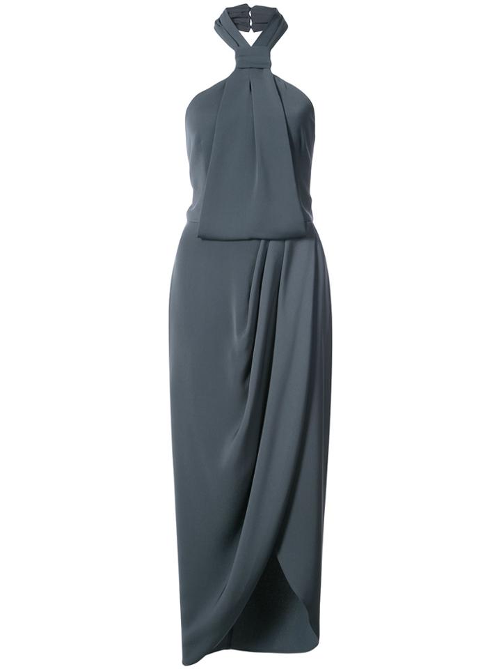 Shona Joy Draped Halterneck Dress - Grey