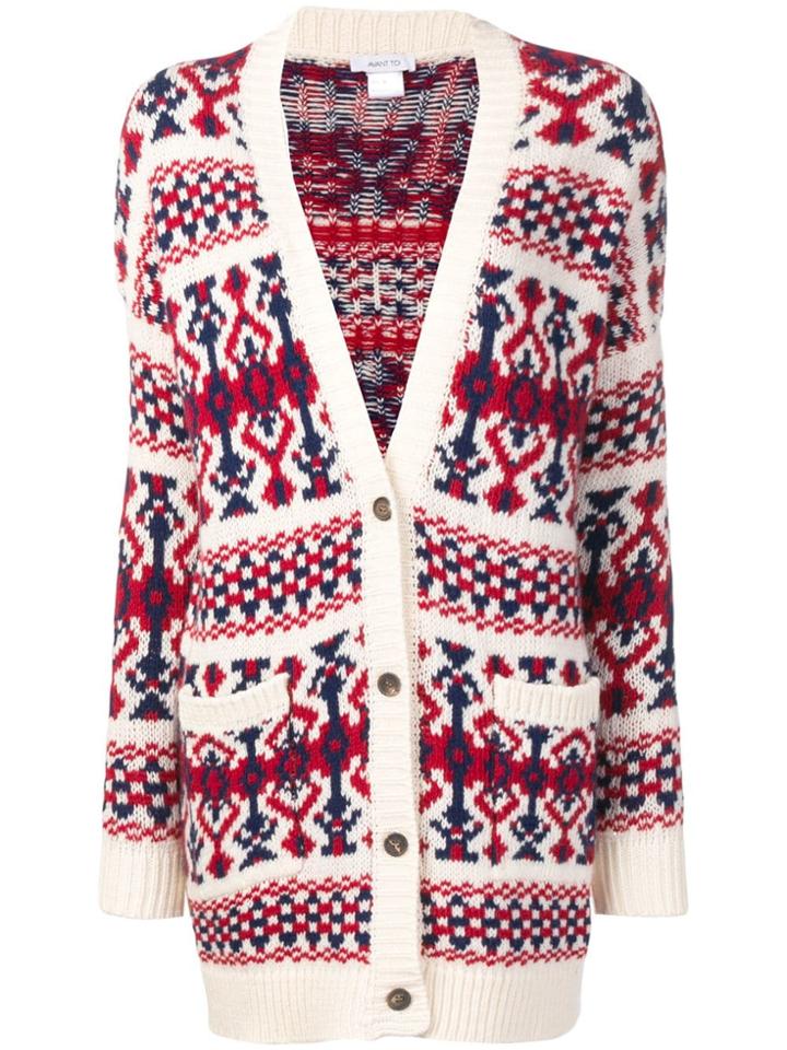 Avant Toi Jacquard Knitted Cardigan - Neutrals