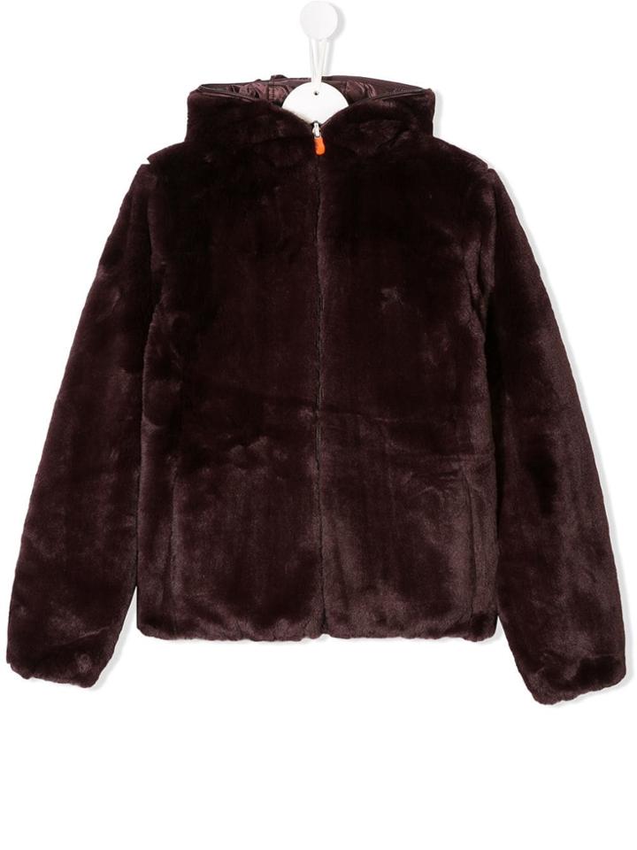 Save The Duck Kids Teen Reversible Faux-fur Padded Jacket - Brown