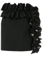 Msgm - Ruffled Mini Skirt - Women - Elastodiene/polyester - 40, Black, Elastodiene/polyester