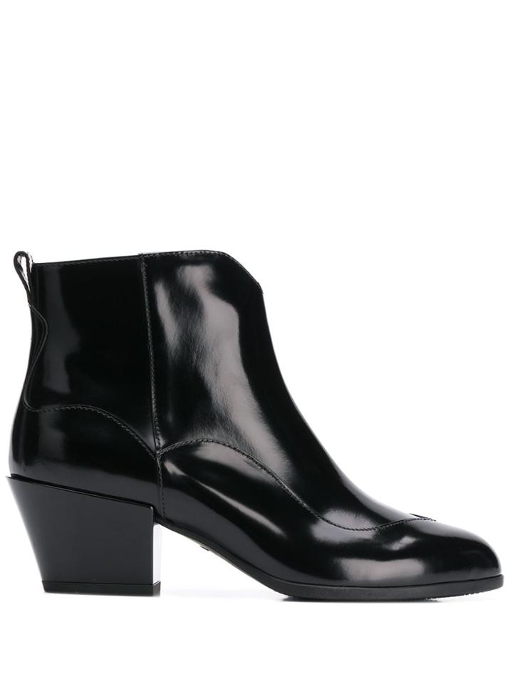 Hogan Zip Up Ankle Boots - Black