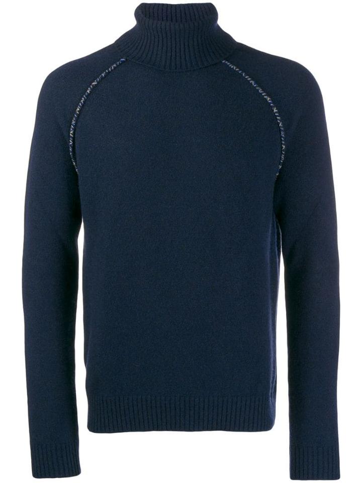 Alanui Knit Raglan Roll Neck Jumper - Blue