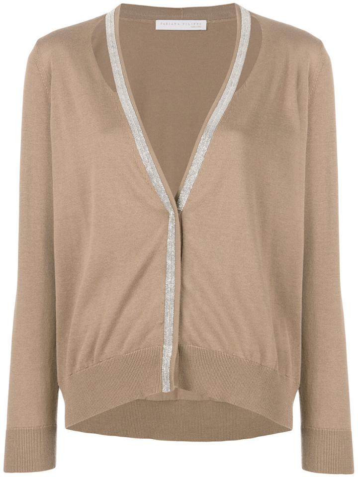 Fabiana Filippi Silver Trim Cardigan - Brown