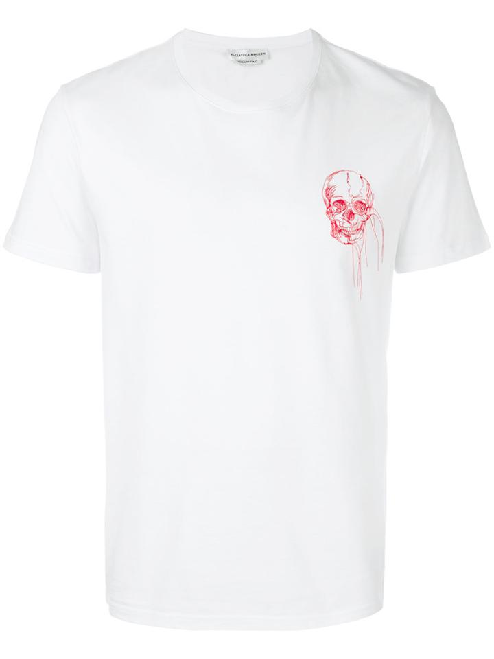 Alexander Mcqueen Skull Embroidery T-shirt - White
