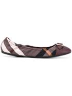 Burberry Checked Ballerinas - Red