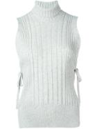 Maison Margiela Ribbed Sleeveless Top, Women's, Size: Large, Grey, Polyamide/viscose/cashmere/wool