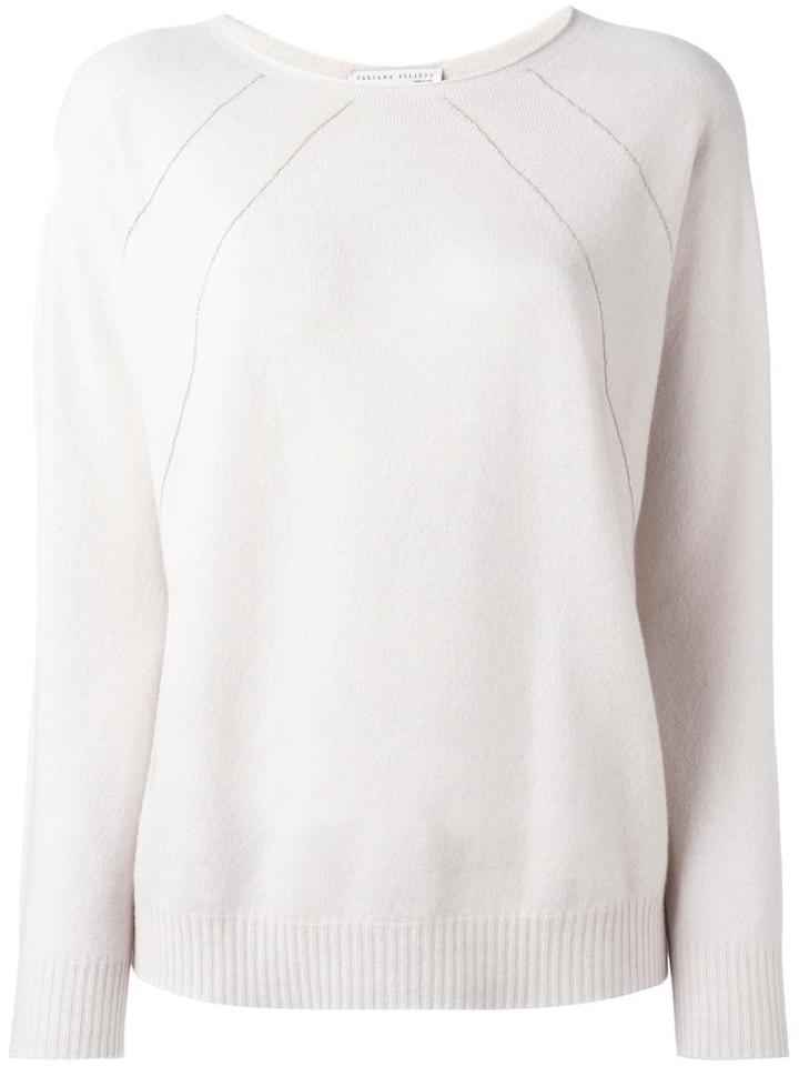 Fabiana Filippi Round Neck Jumper, Women's, Size: 42, Nude/neutrals, Silk/cashmere/merino