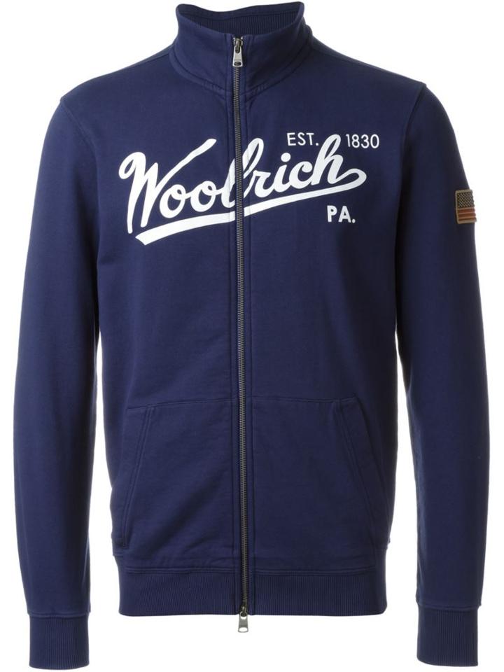 Woolrich Printed Logo Track Top, Men's, Size: Xxl, Blue, Cotton