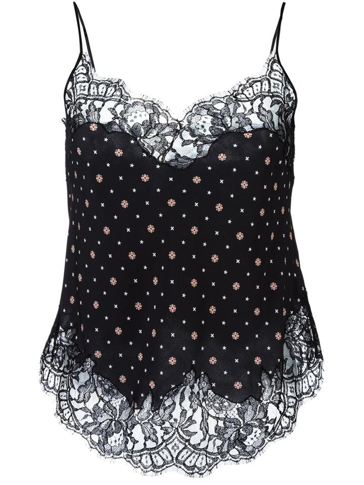 Givenchy Printed Lace Cami Top, Women's, Size: 42, Black, Silk/cotton/polyamide