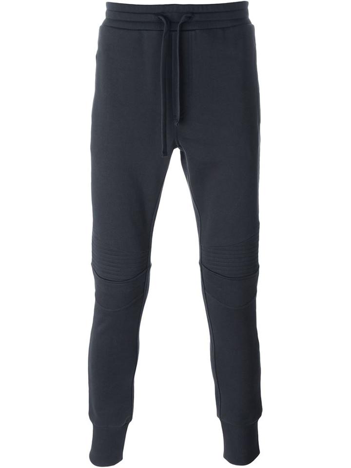 Dolce & Gabbana Ribbed Detail Track Pants, Men's, Size: 50, Black, Cotton
