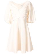 Goen.j Gathered-detail Flared Mini Dress - White