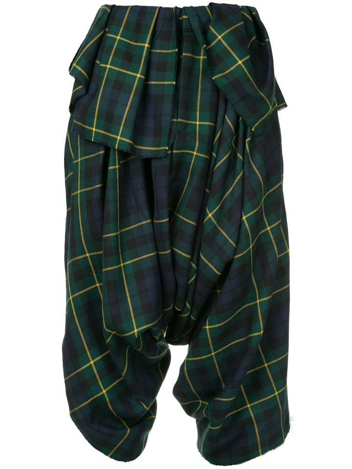 Comme Des Garçons Vintage Tartan Cropped Trousers - Green