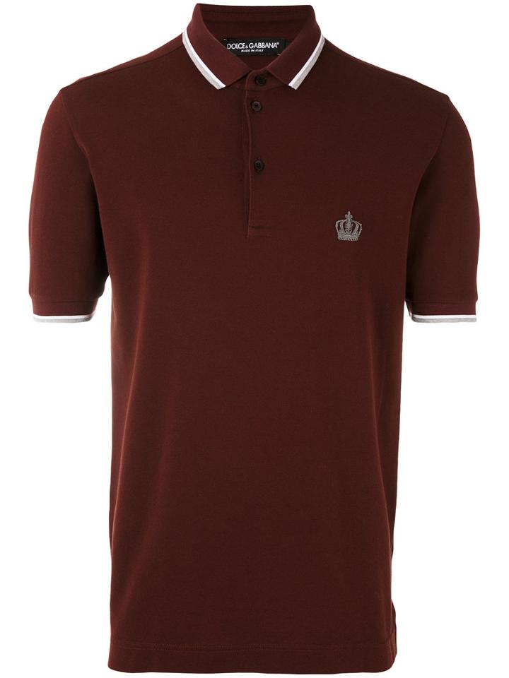 Dolce & Gabbana - Embroidered Crown Polo Shirt - Men - Cotton - 52, Red, Cotton