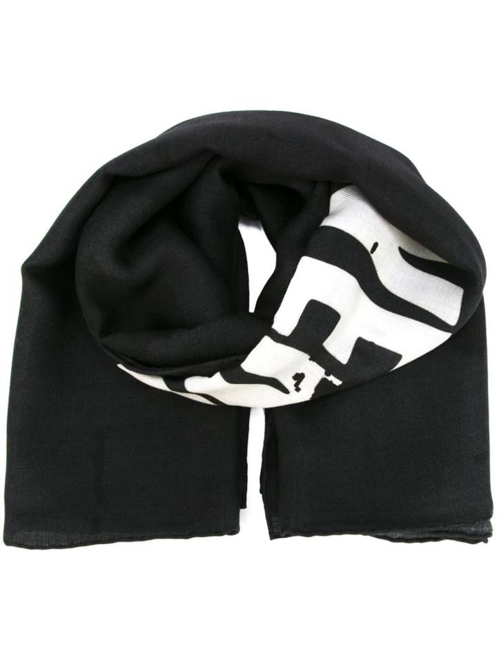 Givenchy Logo Print Scarf, Men's, Black, Silk/wool