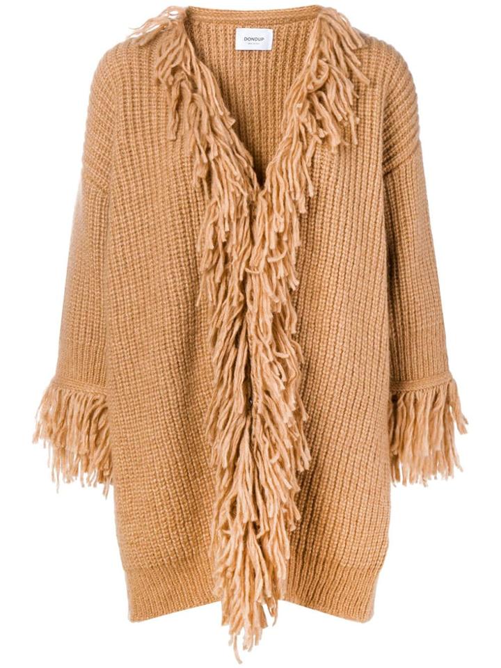 Dondup Fringed Cardi-coat - Nude & Neutrals