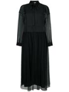 Red Valentino - Fit And Flare Button Up Dress - Women - Polyester - 42, Black, Polyester
