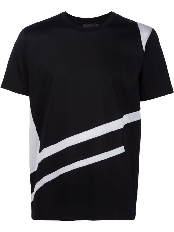 Calvin Klein Collection Contrast Stripe T-shirt, Men's, Size: Large, Black, Cotton