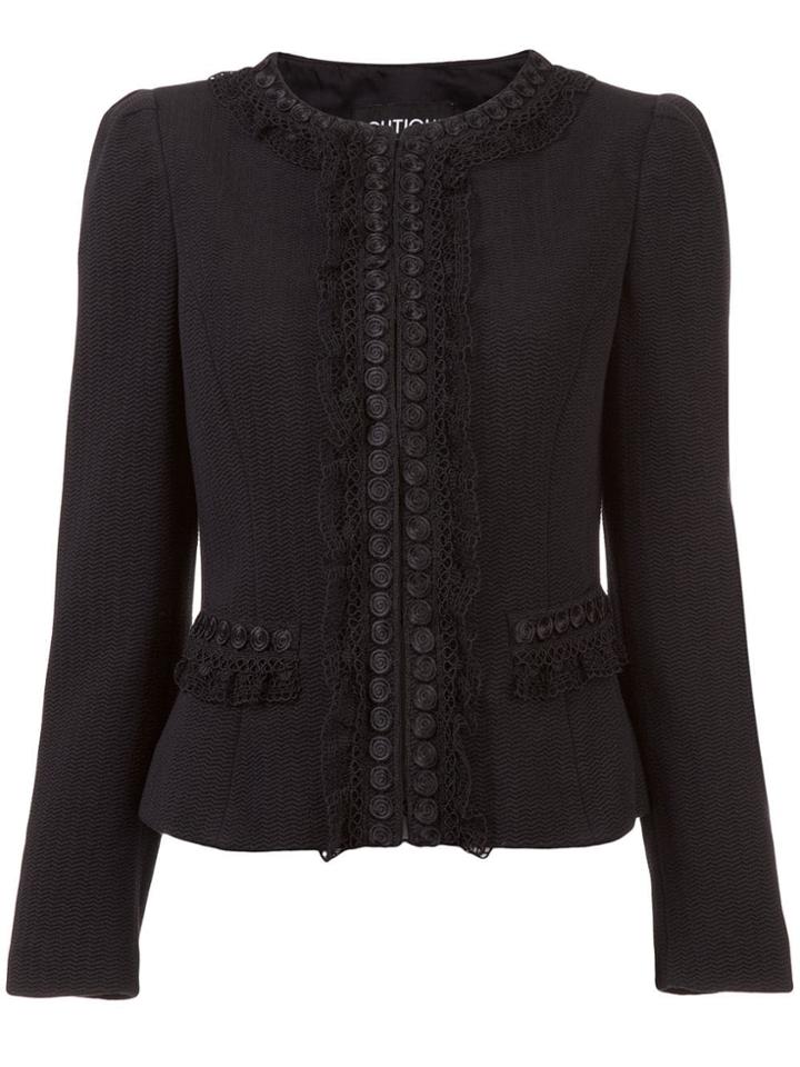 Boutique Moschino Lace Trim Fitted Jacket - Black