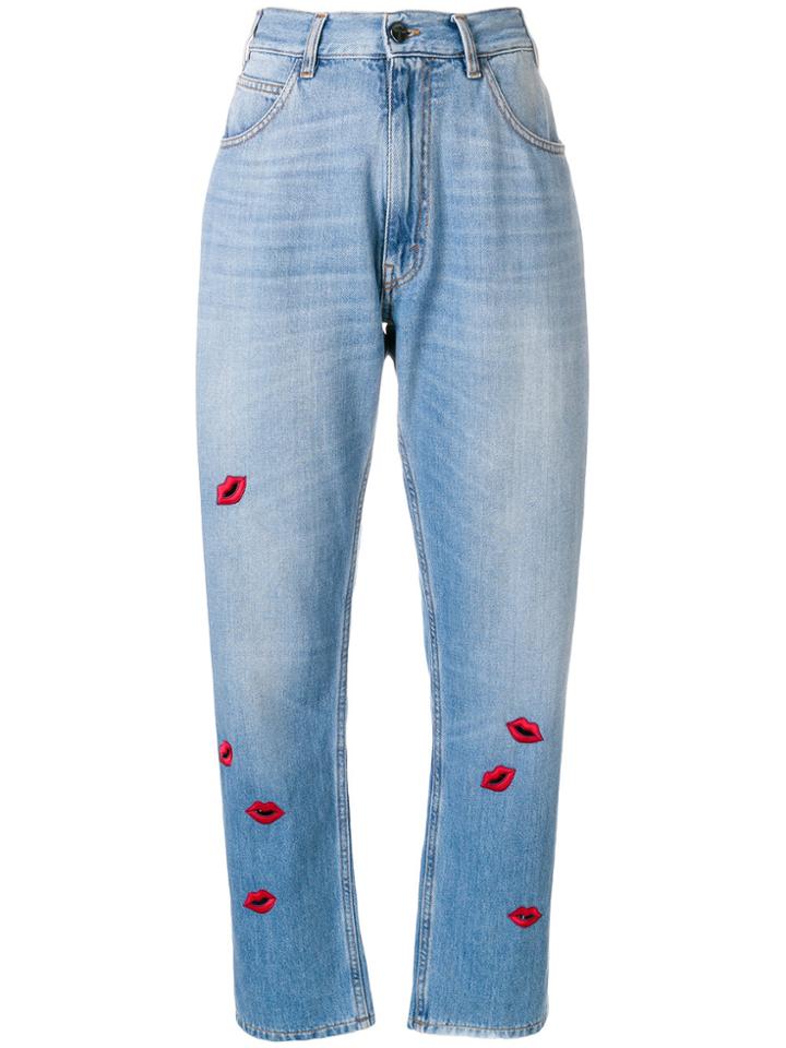 Vivetta Lip Embroidered Jeans - Blue