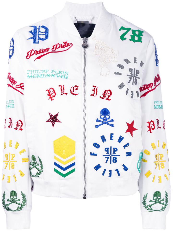Michelle Bomber Jacket - Women - Cotton/polyamide/spandex/elastane - M, White, Cotton/polyamide/spandex/elastane, Philipp Plein