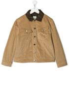 Fendi Kids Teen Ff Logo Collar Cord Jacket - Neutrals