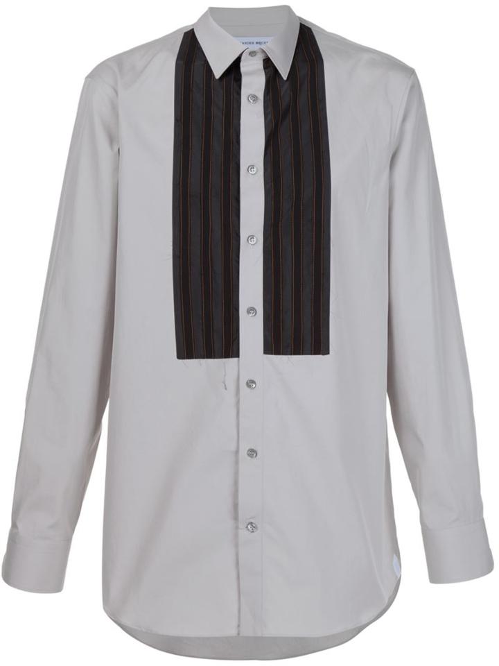 Alexander Mcqueen Striped Bib Detail Shirt