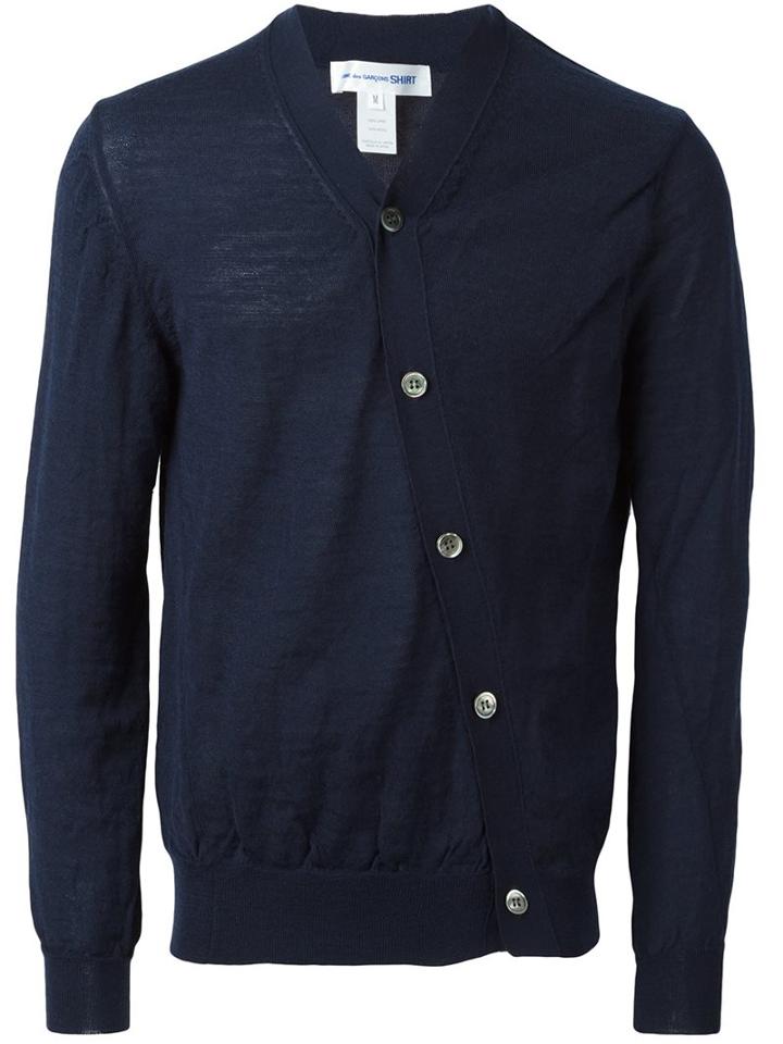 Comme Des Garçons Shirt Asymmetric Cardigan, Men's, Size: Medium, Blue, Wool