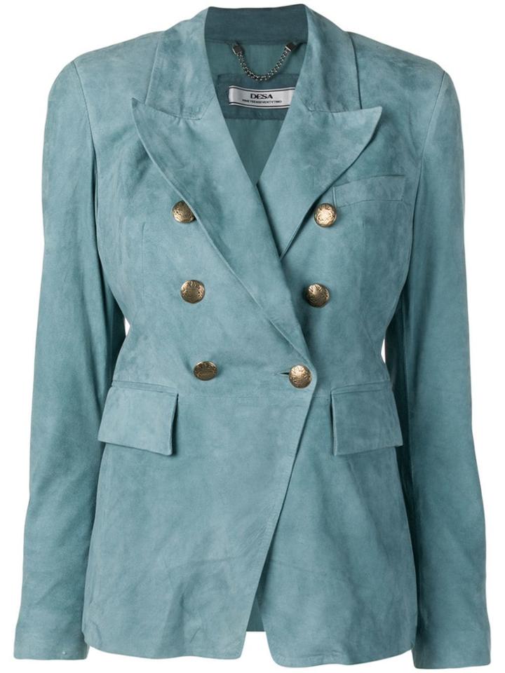 Desa 1972 Double-breasted Suede Blazer - Blue
