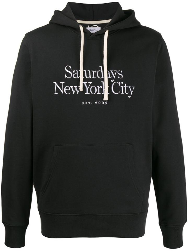Saturdays Nyc Logo Embroidered Hoodie - Black