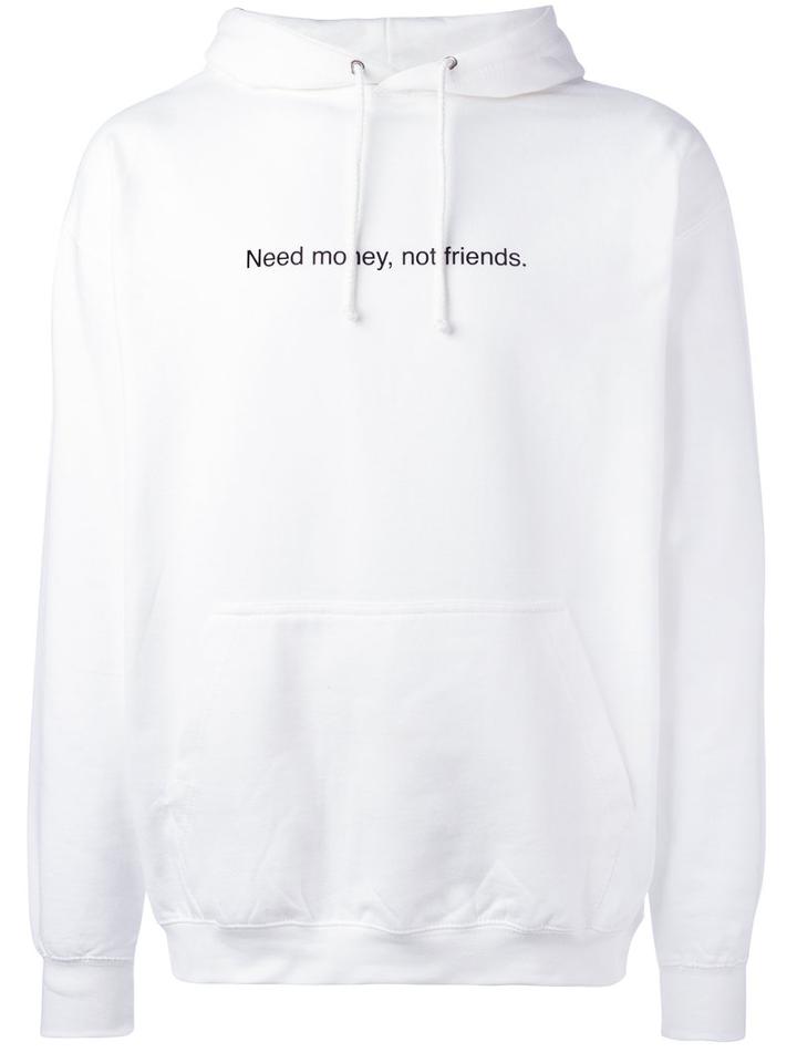 F.a.m.t. Need Money Not Friends Hoodie, Adult Unisex, White, Cotton/polyester