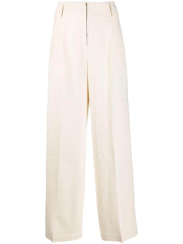 Jil Sander High Rise Flared Trousers - White