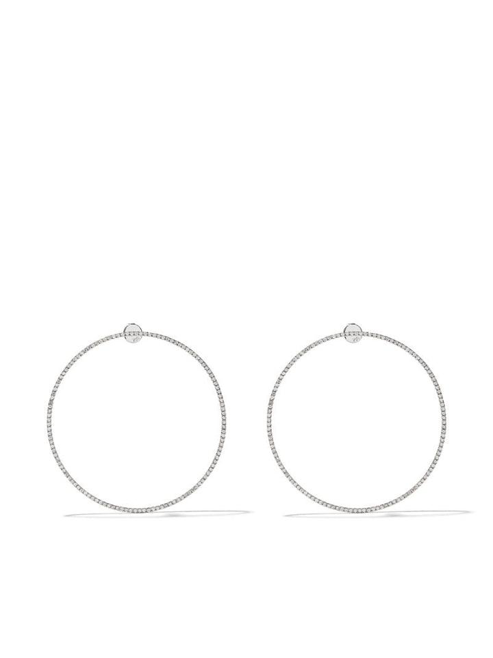 Anita Ko 18kt White Gold Open Circle Diamond Hoops - Silver