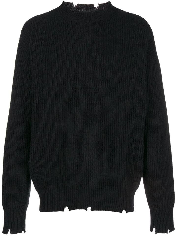 Msgm Ripped Edges Jumper - Black