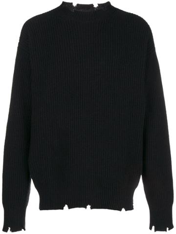 Msgm Ripped Edges Jumper - Black