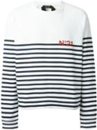 No21 Embroidered Logo Striped Sweatshirt, Men's, Size: Xl, White, Cotton