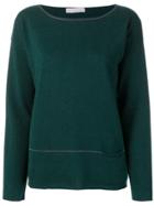 Fabiana Filippi Boat Neck Pocket Top - Green