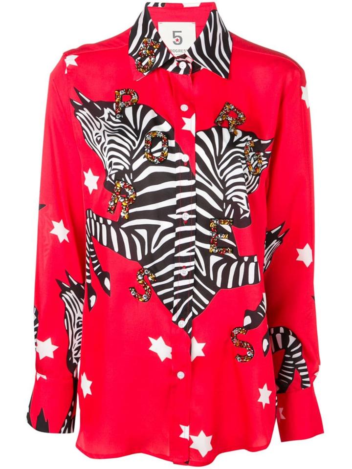 5 Progress Printed Zebra Shirt - Red