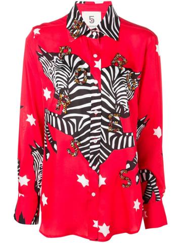 5 Progress Printed Zebra Shirt - Red