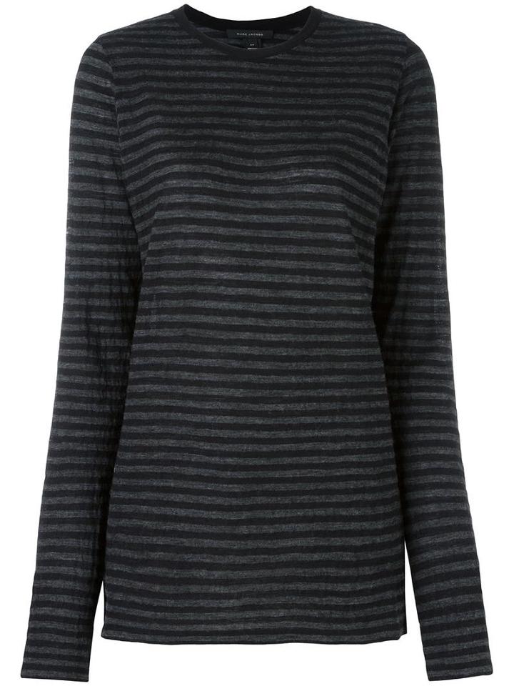 Marc Jacobs Striped Knit Top, Women's, Size: Medium, Black, Wool