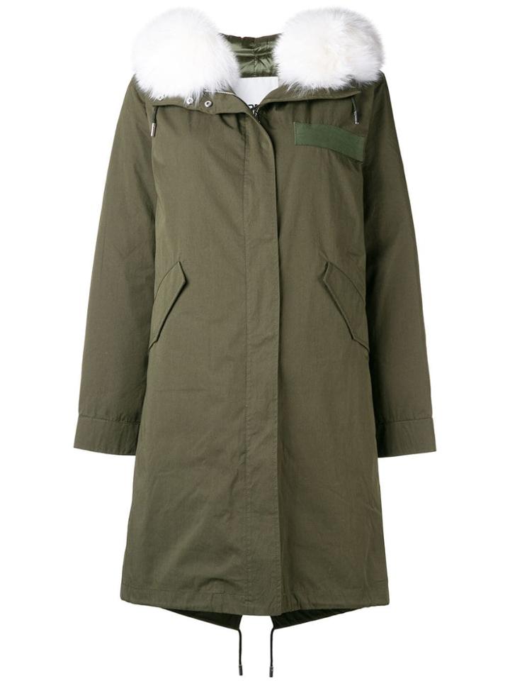 Yves Salomon Fur Collared Coat - Green
