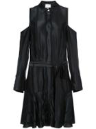 Alexis Belted Satin Dress - Black