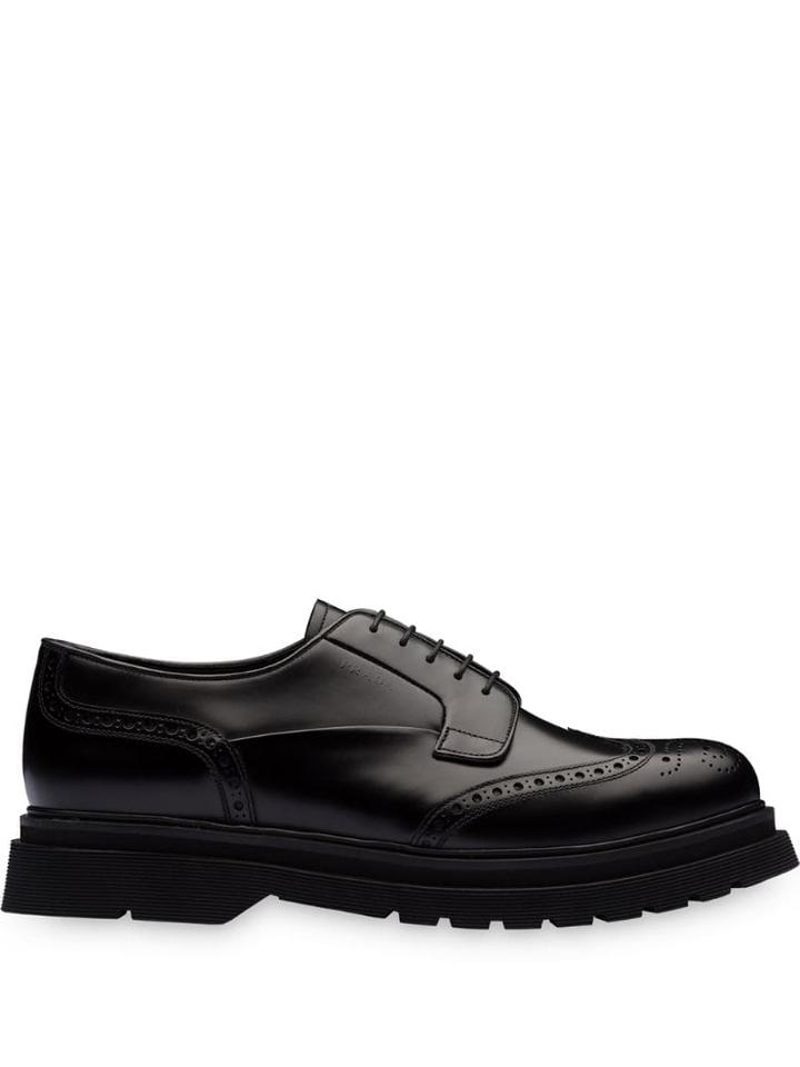 Prada Laced Derby Shoes - Black