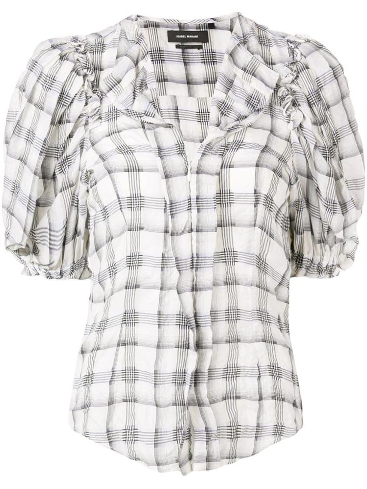 Isabel Marant Ruched Checked Blouse - Neutrals
