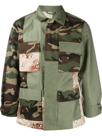 Sophnet. Mixed Camouflage Jacket, Men's, Size: Large, Green, Cotton