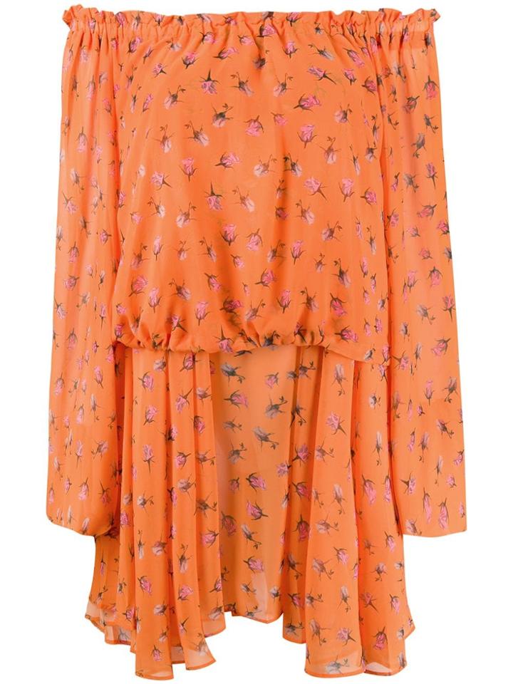 Rotate Rose Print Off-shoulder Dress - Orange